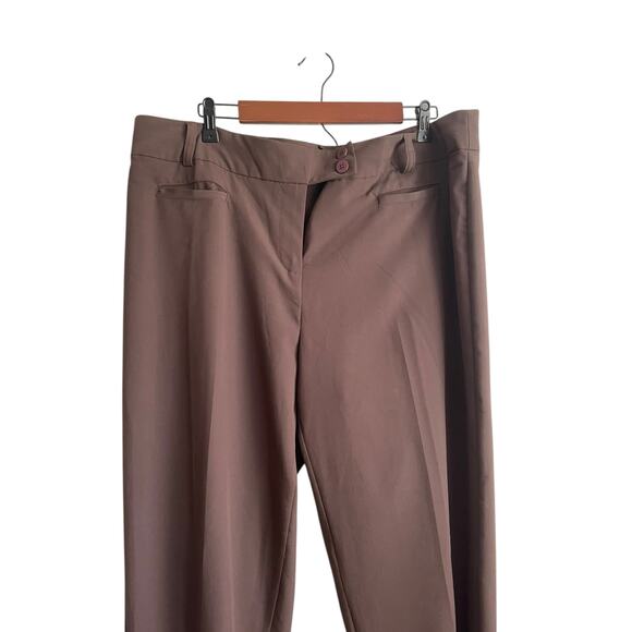 Avenue Women Pants  Brown Straight‎ Leg High Rise Office Travel Neutral Capsule - Picture 7 of 10